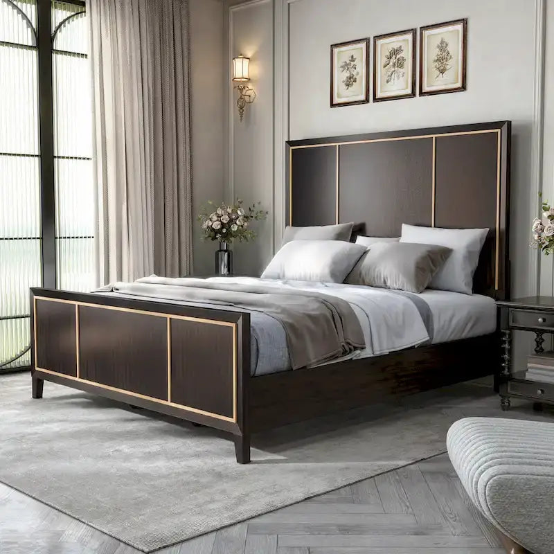 Furniture of America Nyx Letto a pannelli moderno in legno massiccio Espresso