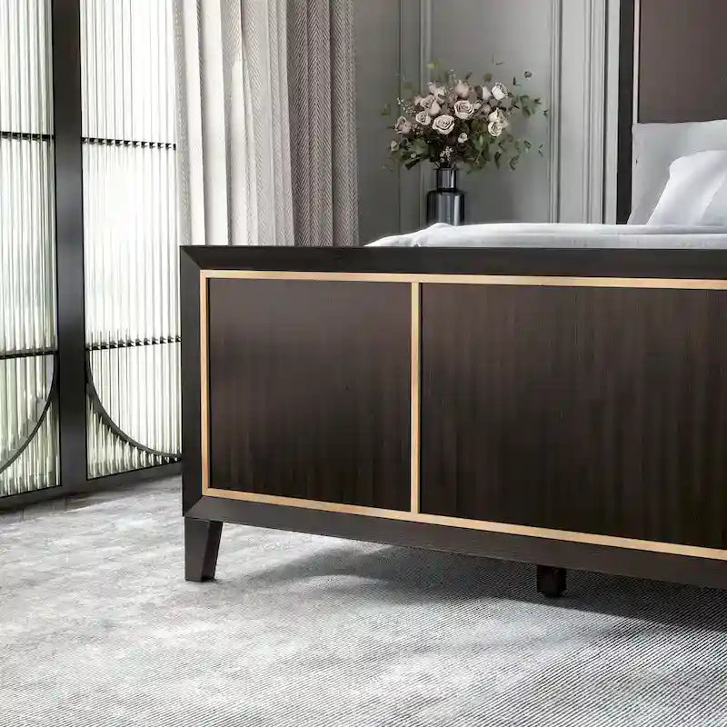 Furniture of America Nyx Letto a pannelli moderno in legno massiccio Espresso