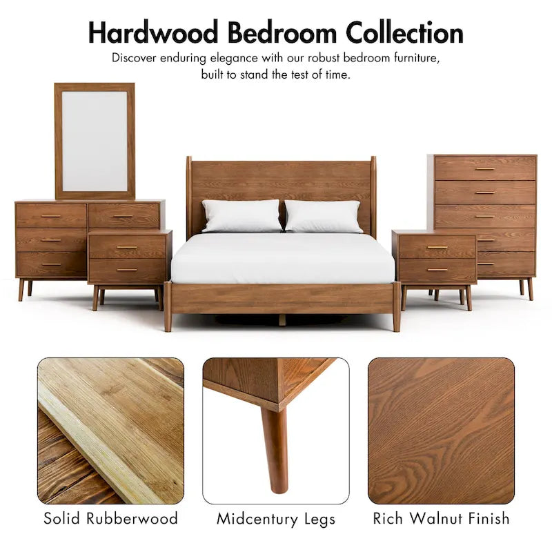 Set comò e specchio due pezzi Furniture of America Beau Midcentury noce