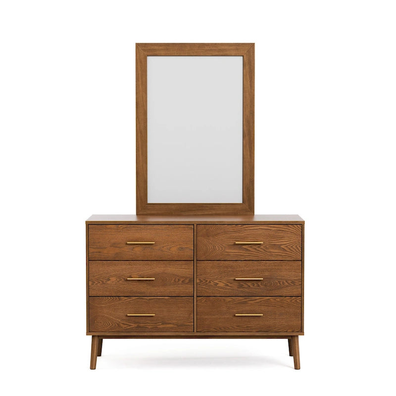 Set comò e specchio due pezzi Furniture of America Beau Midcentury noce