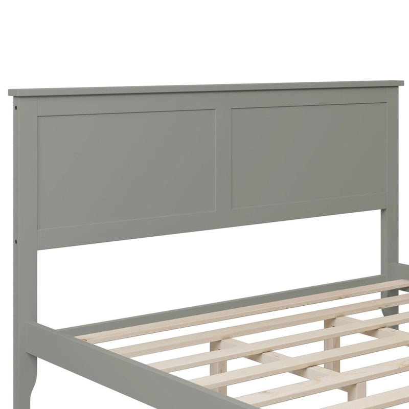 Letto a piattaforma Queen Size, Moderno Letto a piattaforma interamente in legno massello, Non è necessaria la rete a doghe