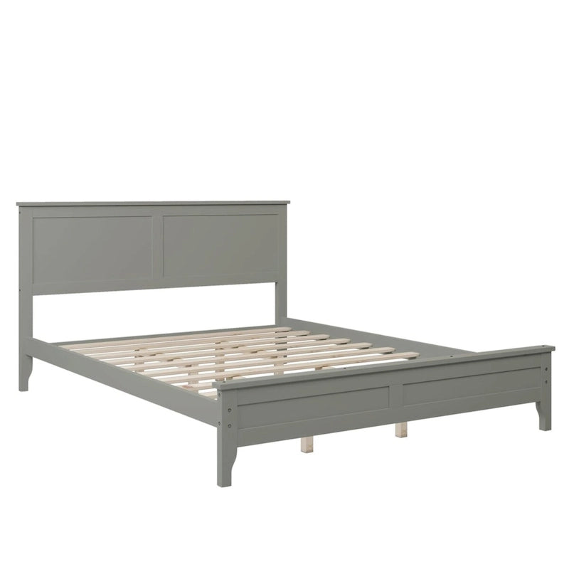 Letto a piattaforma Queen Size, Moderno Letto a piattaforma interamente in legno massello, Non è necessaria la rete a doghe