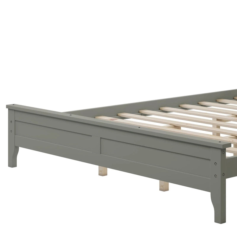Letto a piattaforma Queen Size, Moderno Letto a piattaforma interamente in legno massello, Non è necessaria la rete a doghe