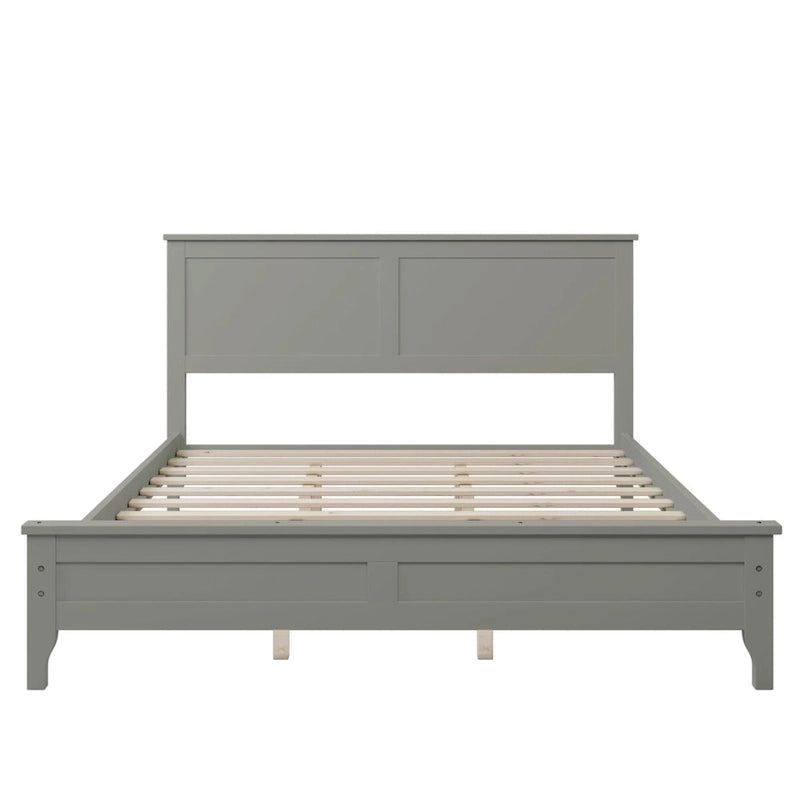 Letto a piattaforma Queen Size, Moderno Letto a piattaforma interamente in legno massello, Non è necessaria la rete a doghe