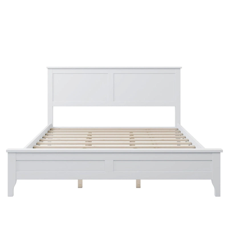 Letto a piattaforma Queen Size, Moderno Letto a piattaforma interamente in legno massello, Non è necessaria la rete a doghe