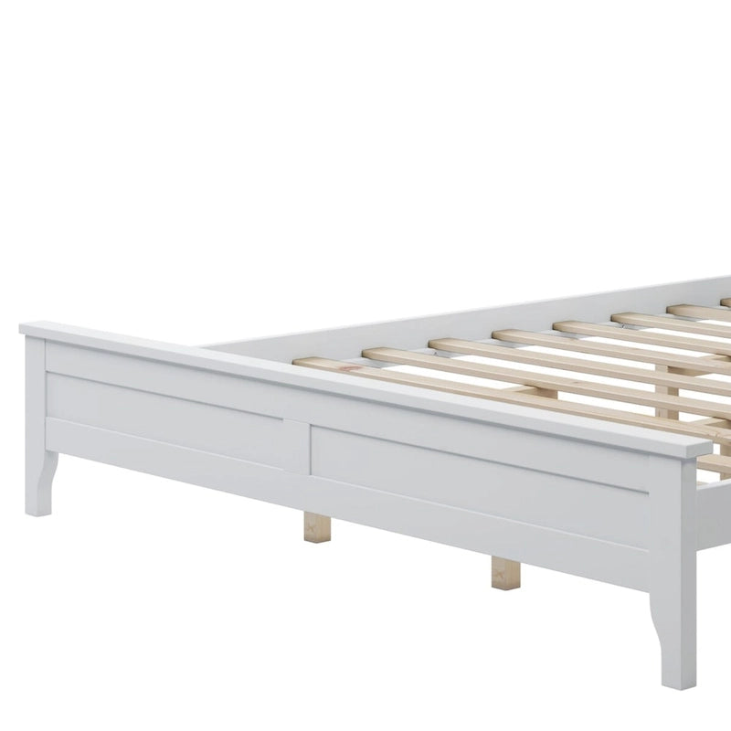 Letto a piattaforma Queen Size, Moderno Letto a piattaforma interamente in legno massello, Non è necessaria la rete a doghe