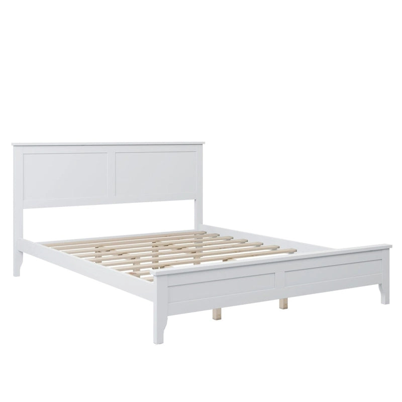 Letto a piattaforma Queen Size, Moderno Letto a piattaforma interamente in legno massello, Non è necessaria la rete a doghe