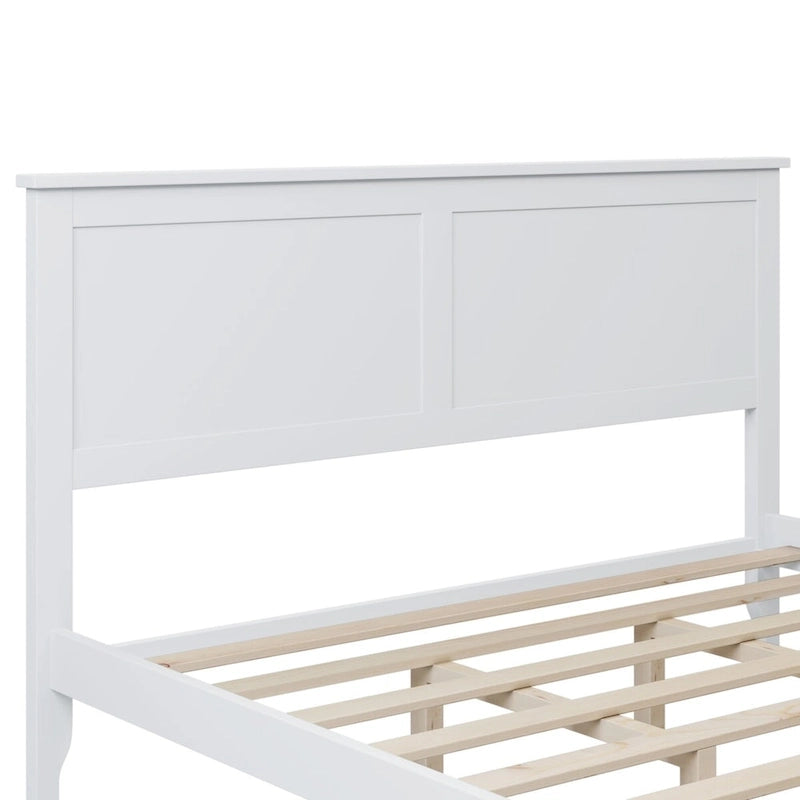 Letto a piattaforma Queen Size, Moderno Letto a piattaforma interamente in legno massello, Non è necessaria la rete a doghe