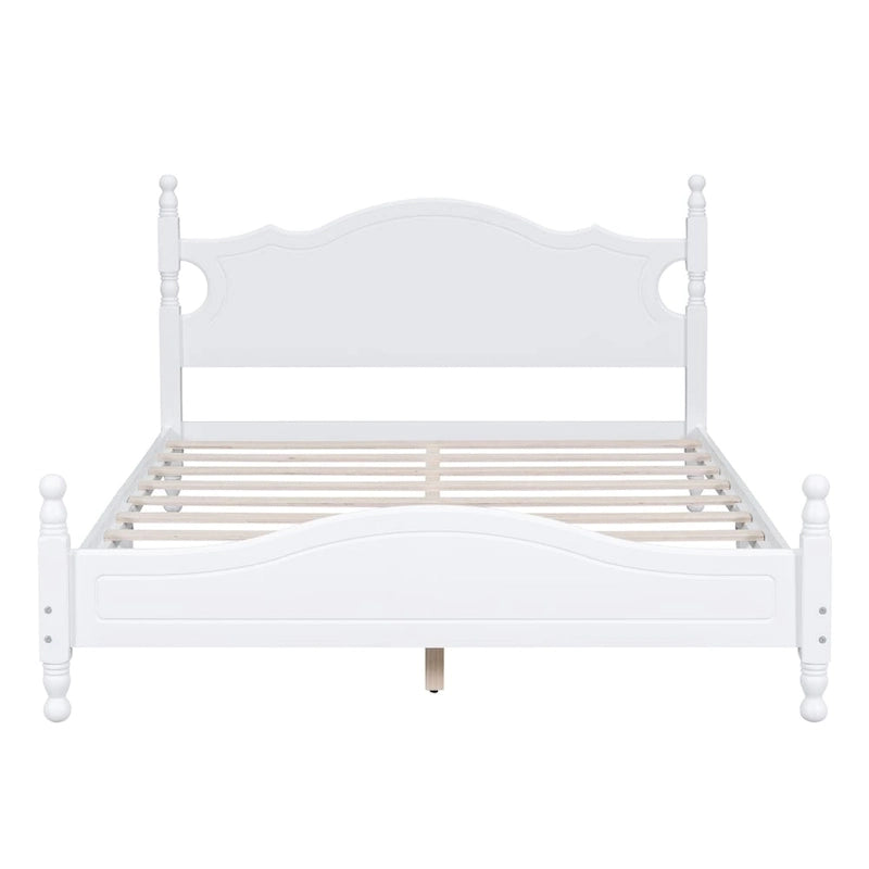 Struttura Letto Matrimoniale Queen Size in Legno, Letto a Piattaforma Stile Retrò con Supporto a Doghe in Legno