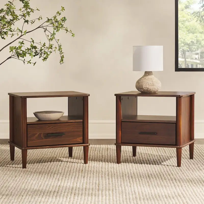 Middlebrook Designs Comodino in legno massello con fuselli stile metà secolo, set da 2