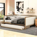 Divano letto imbottito matrimoniale Nestfair con letto estraibile o 2 cassetti e decorazioni a chiodini