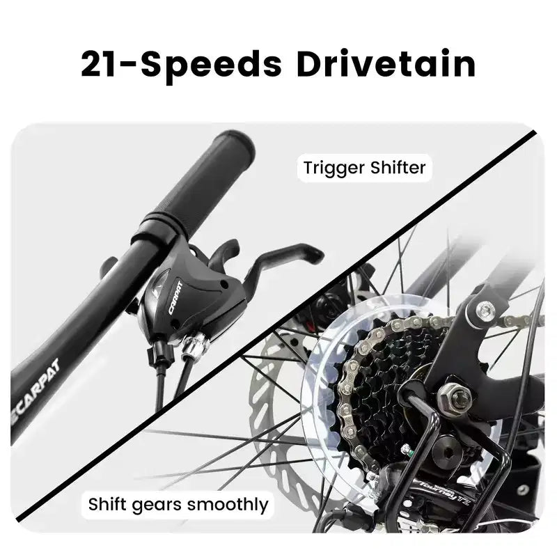 Mountain bike Okak 26" con freni a disco, bici per adulti a 21 velocità con telaio durevole e doppia sospensione posteriore, bicicletta per ciclismo urbano