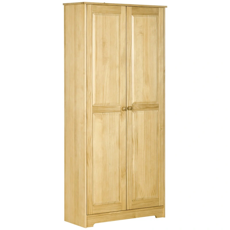 Credenza da cucina a 67 ante in legno di pino, armadietti a pavimento con ante e ripiani regolabili, meccanismo di chiusura ammortizzata
