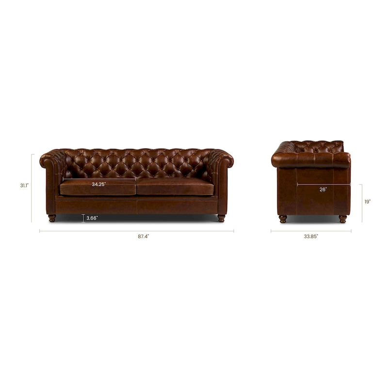 Poly & Bark Lyon 87 Sofa - Full Grain Genuine Italian Leather