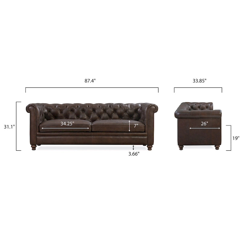 Poly & Bark Lyon 87 Sofa - Full Grain Genuine Italian Leather