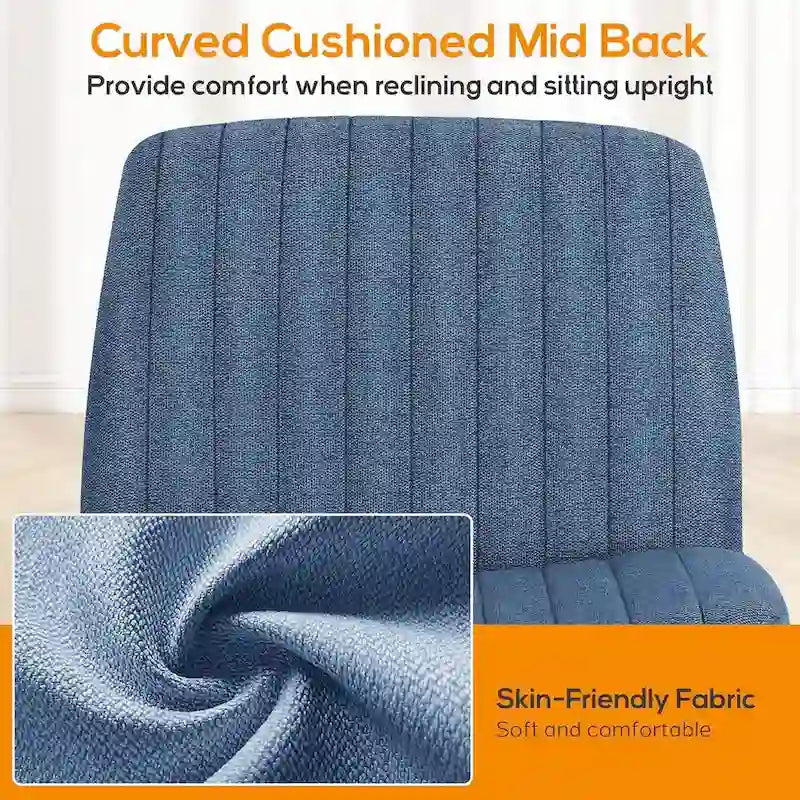 Sedia da ufficio per casa, con gambe incrociate, seduta ampia e confortevole, con ruote, senza braccioli, girevole, per scrivania o toeletta.