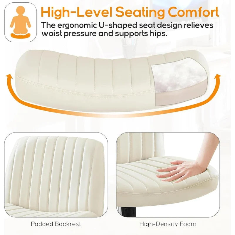 Sedia da ufficio per casa, con gambe incrociate, seduta ampia e confortevole, con ruote, senza braccioli, girevole, per scrivania o toeletta.