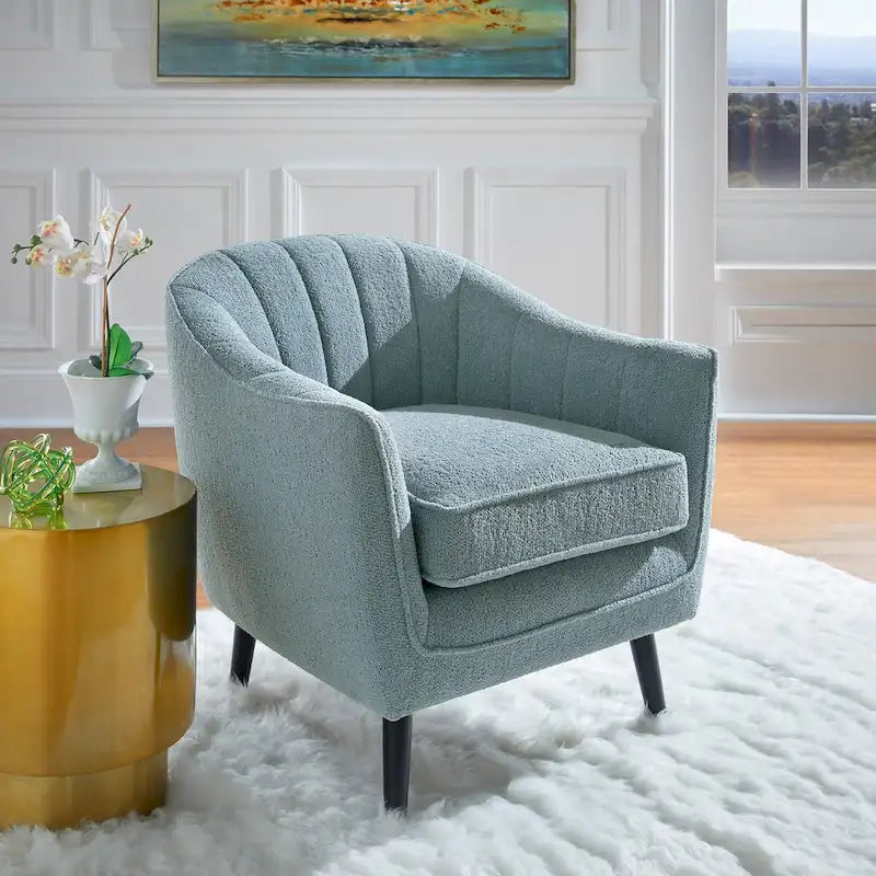 Poltrona Neath Mid-Century trapuntata a canali con rivestimento del cuscino rimovibile di iNSPIRE Q Classic