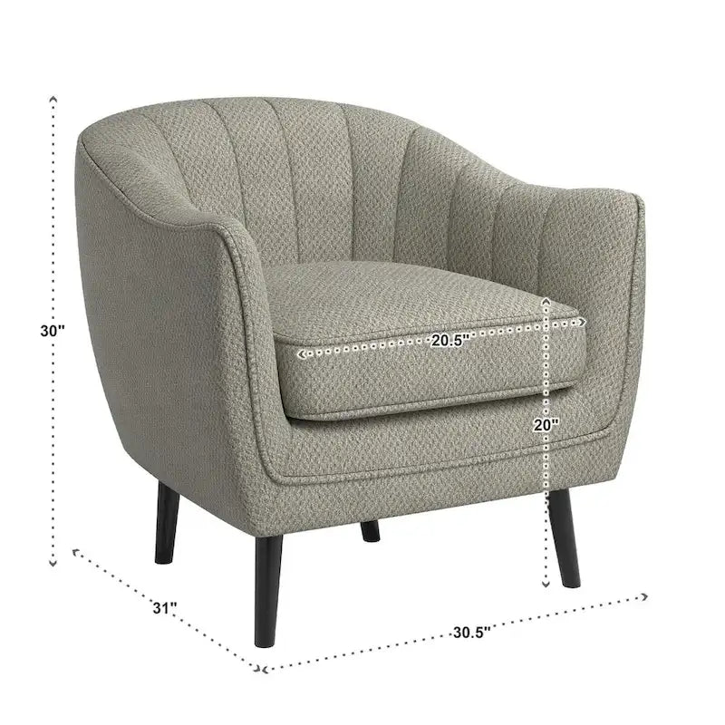 Poltrona Neath Mid-Century trapuntata a canali con rivestimento del cuscino rimovibile di iNSPIRE Q Classic