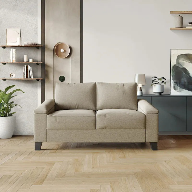 Divanetto imbottito in lino in stile semplice CraftPorch
