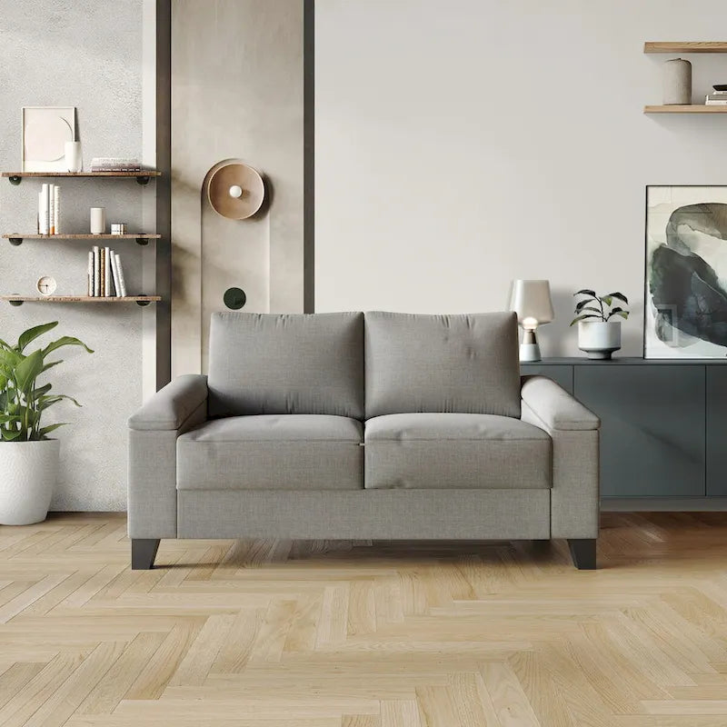 Divanetto imbottito in lino in stile semplice CraftPorch