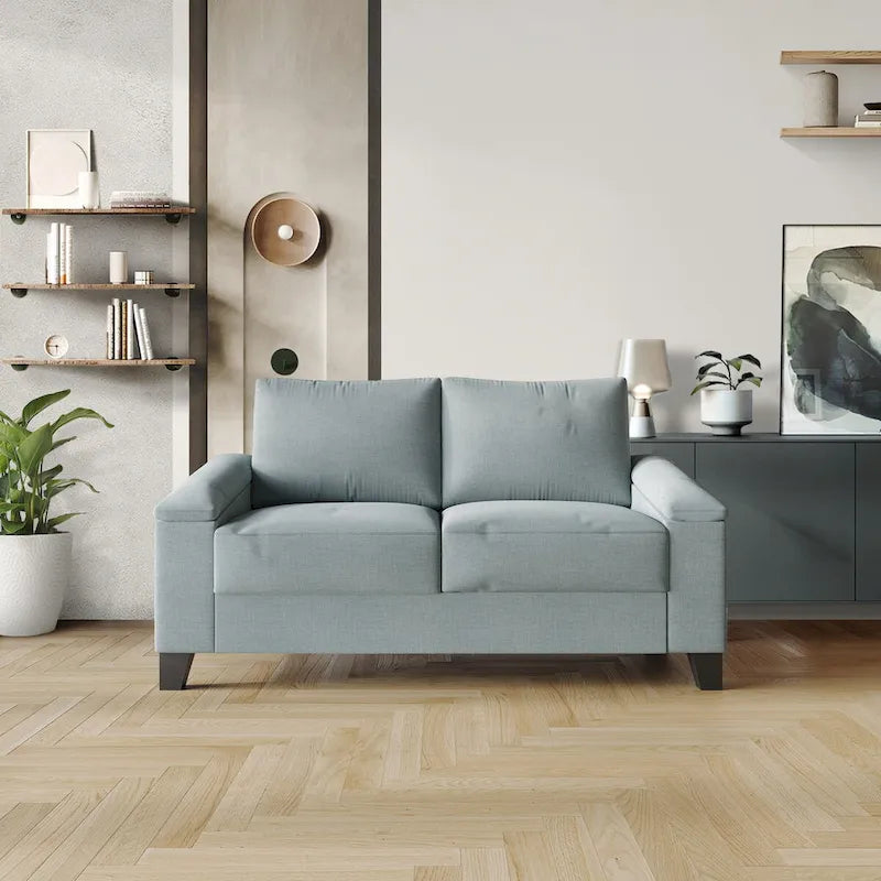 Divanetto imbottito in lino in stile semplice CraftPorch