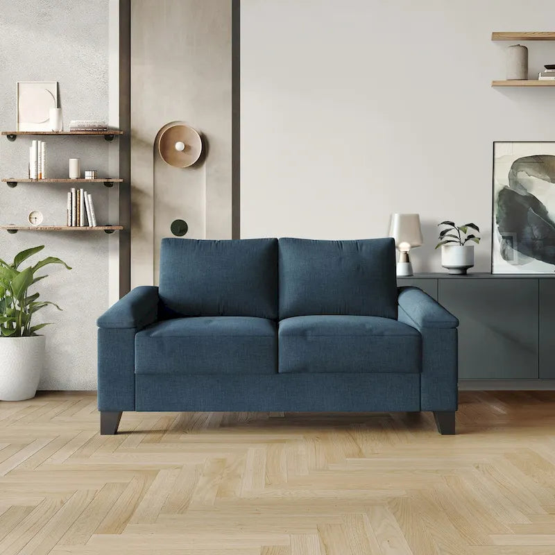Divanetto imbottito in lino in stile semplice CraftPorch