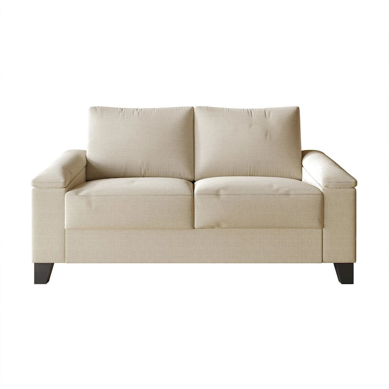 Divanetto imbottito in lino in stile semplice CraftPorch