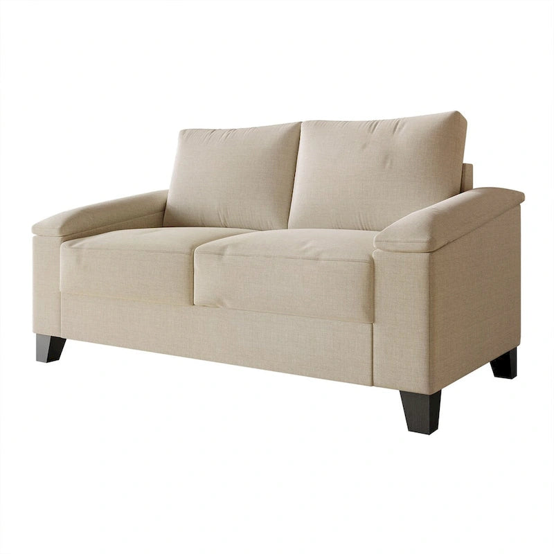 Divanetto imbottito in lino in stile semplice CraftPorch