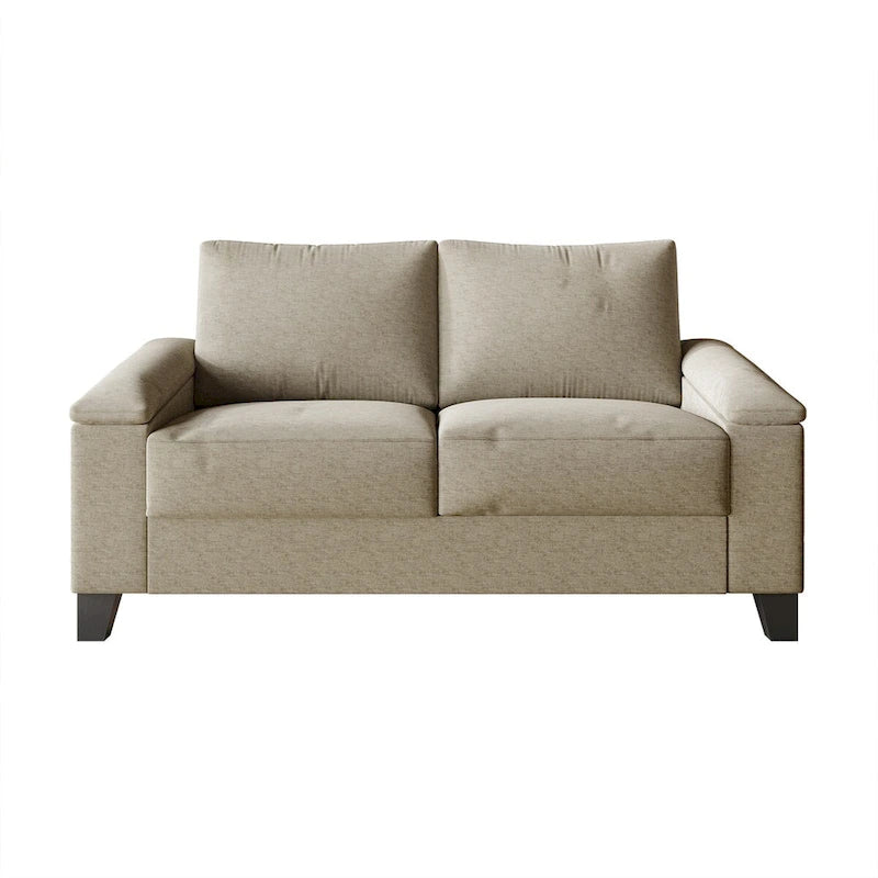 Divanetto imbottito in lino in stile semplice CraftPorch