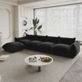 130.7 L-shape Chenille Modular Sofa Modern Sectional Semi-firm Sofa Couch with Ottoman