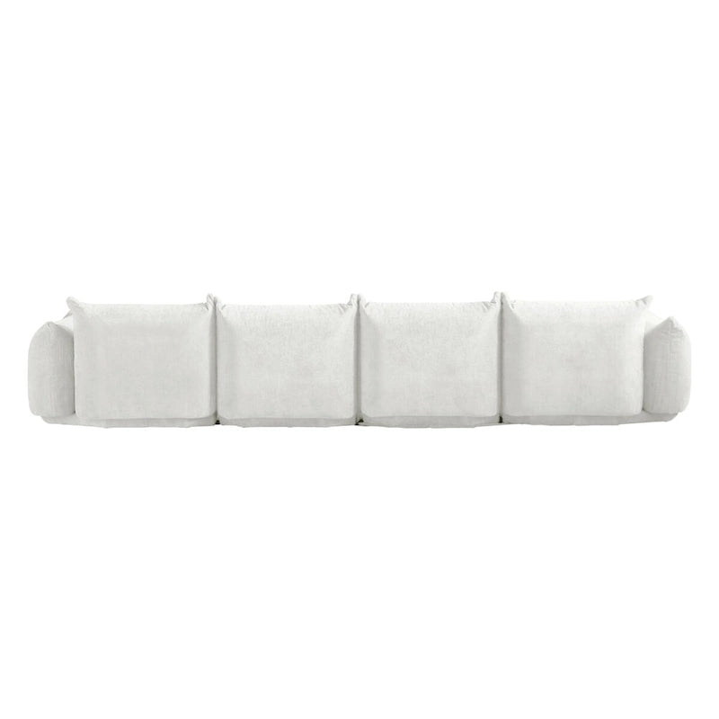 130.7 L-shape Chenille Modular Sofa Modern Sectional Semi-firm Sofa Couch with Ottoman