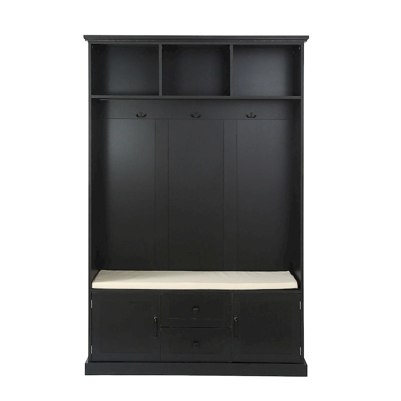 Porte-manteau d'entrée 3-en-1 avec 3 patères et banc de rangement - 120 l x 180 h x 40 P cm