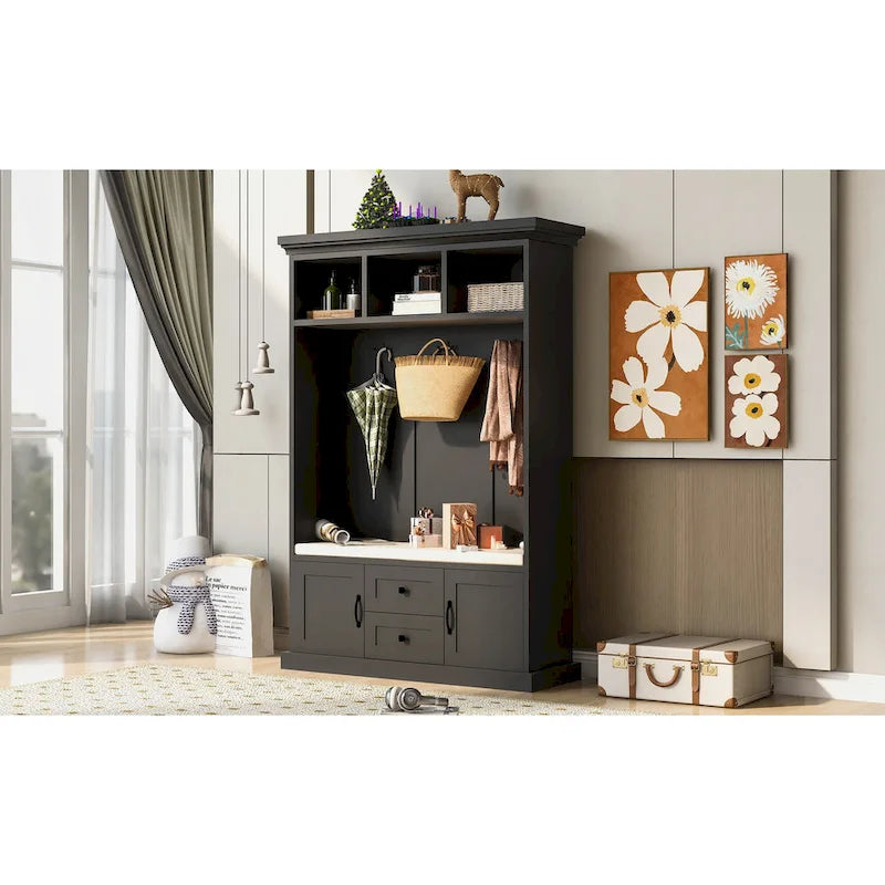 Appendiabiti da ingresso 3-in-1 con 3 ganci e panca portaoggetti - 47.24L x 70.9A x 15.74P