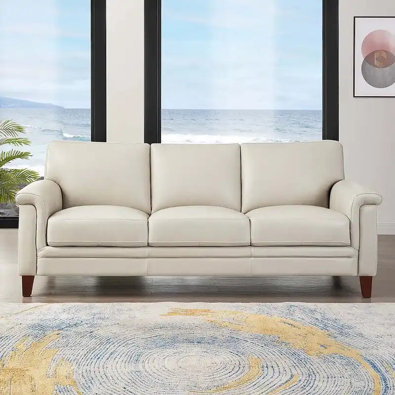 Set divano, divanetto e poltrona in pelle pieno fiore con memory foam e molle Hydeline Westcott