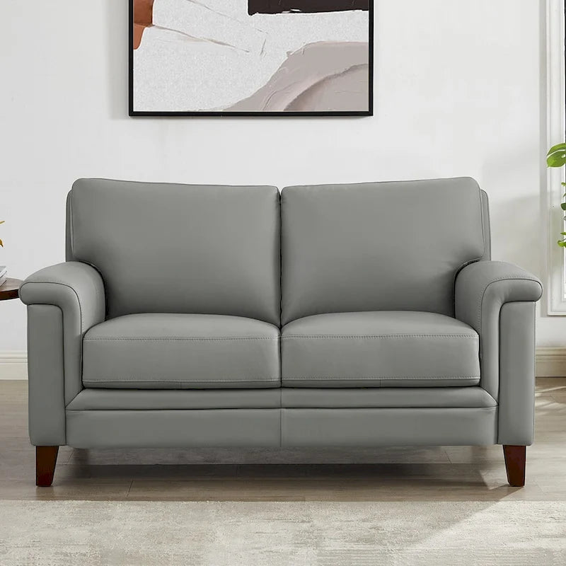 Set divano, divanetto e poltrona in pelle pieno fiore con memory foam e molle Hydeline Westcott