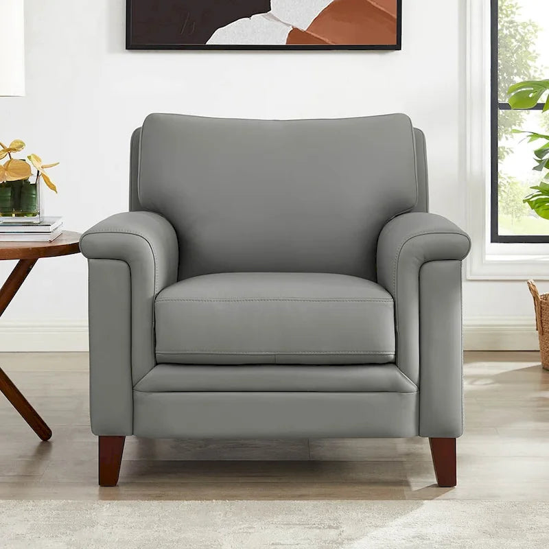 Set divano, divanetto e poltrona in pelle pieno fiore con memory foam e molle Hydeline Westcott