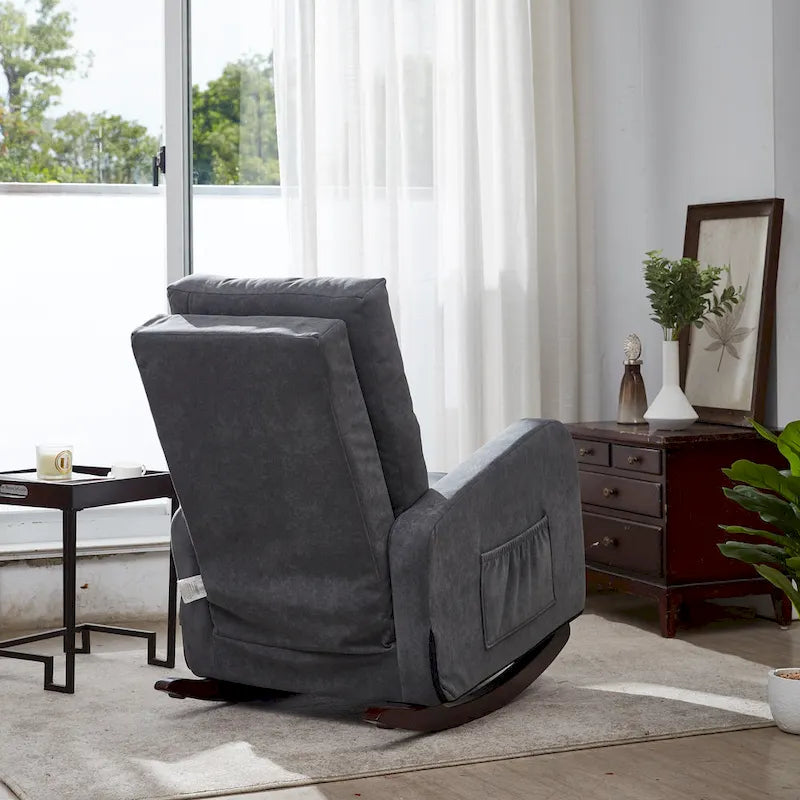 Upholstered Glider Rocking Chair with High Backrest
