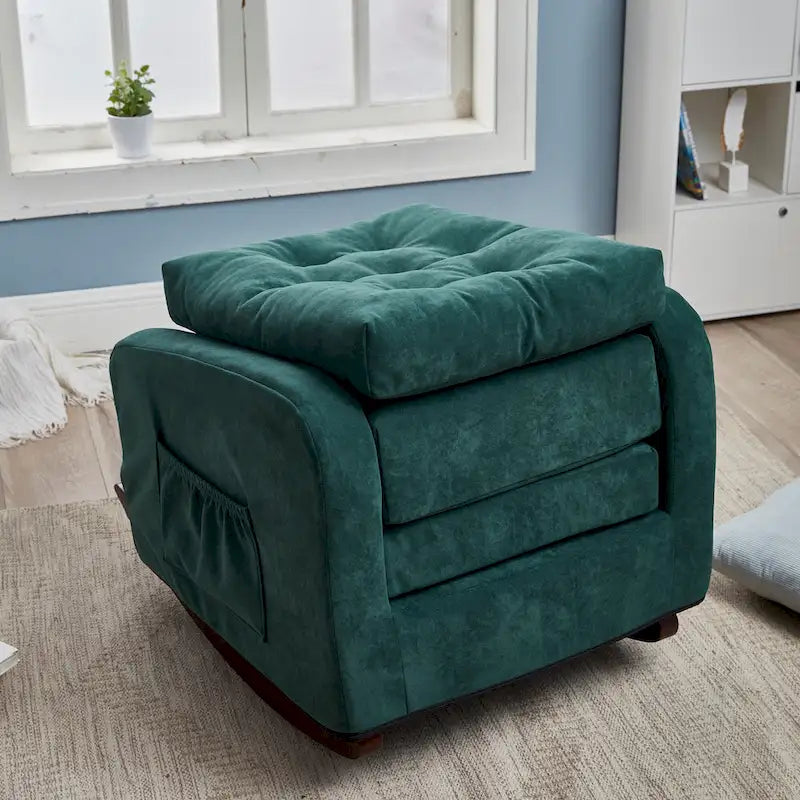 Upholstered Glider Rocking Chair with High Backrest