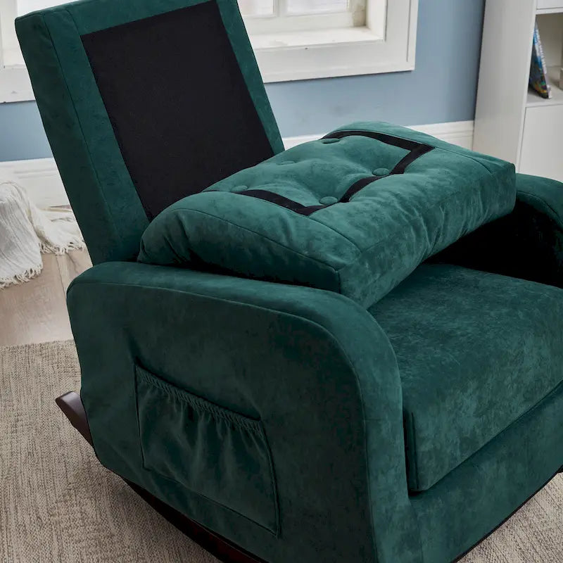 Upholstered Glider Rocking Chair with High Backrest