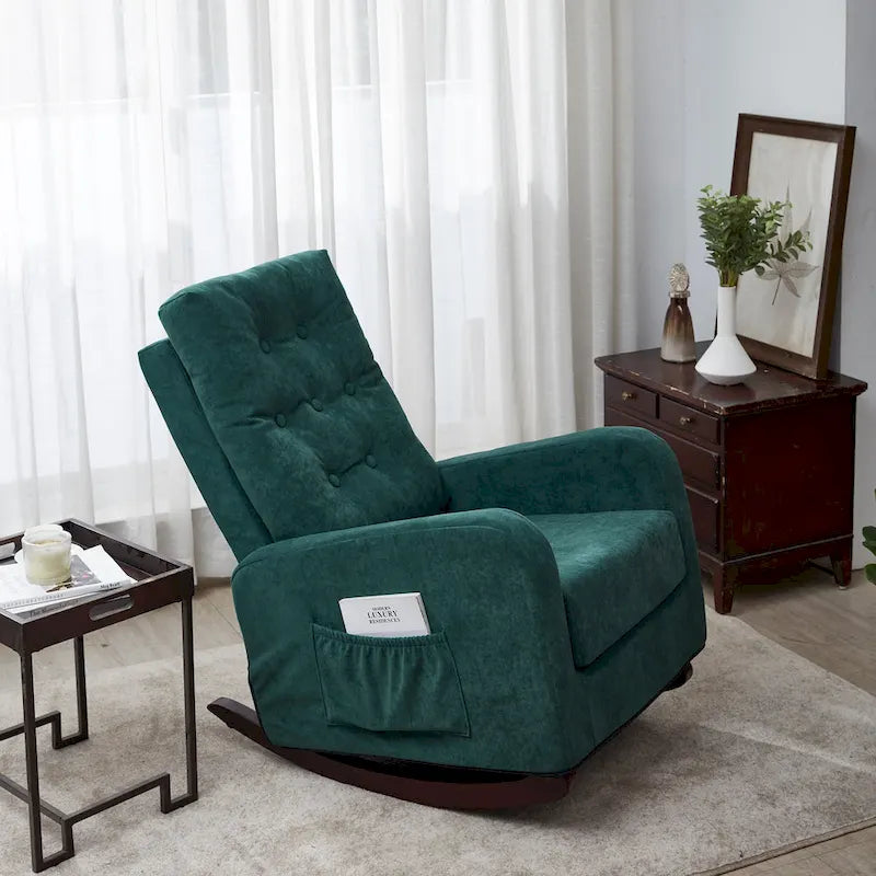 Upholstered Glider Rocking Chair with High Backrest