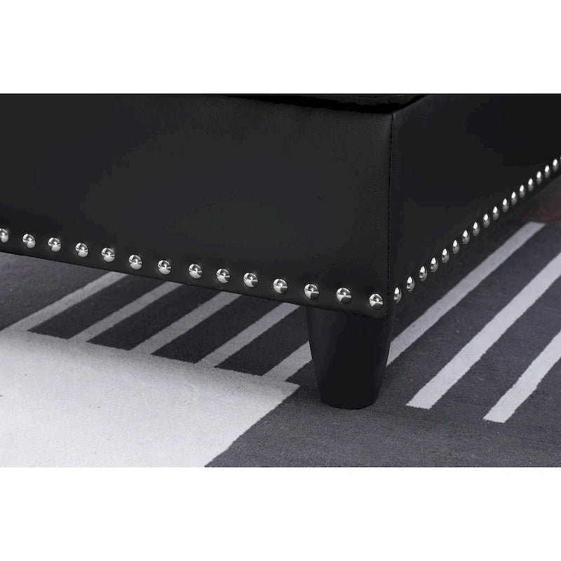 Divano sezionale Irine in similpelle con pouf - 98W x 71D x 33H