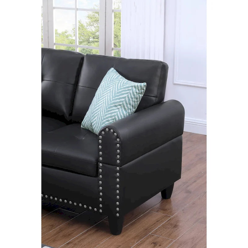 Divano sezionale Irine in similpelle con pouf - 98W x 71D x 33H