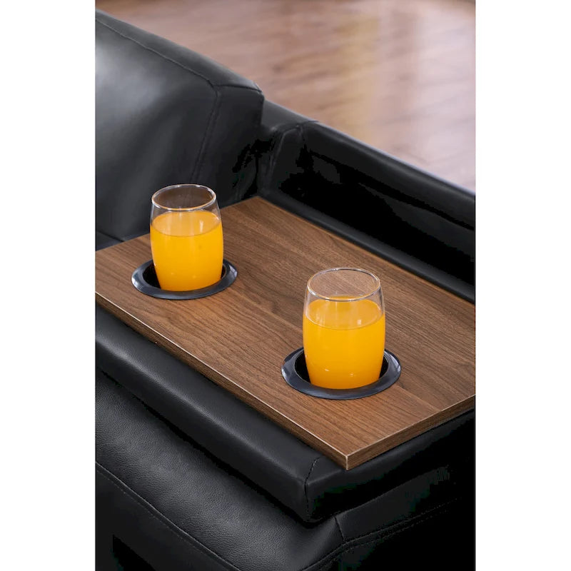 Divano sezionale Irine in similpelle con pouf - 98W x 71D x 33H
