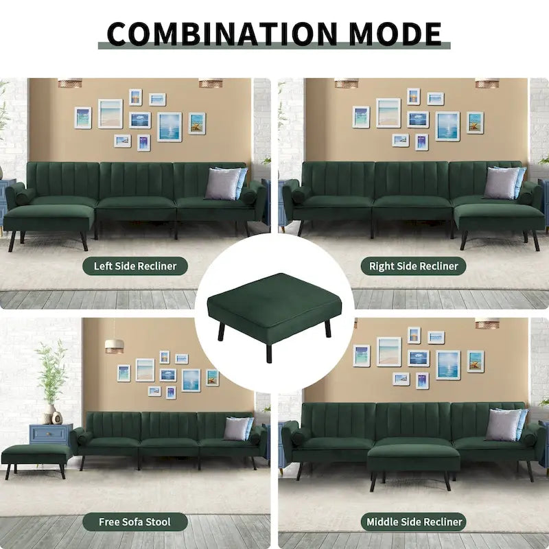 Divano Letto Convertibile Futon con Chaise Ottomana per Ufficio, Divano Letto Futon in Velluto