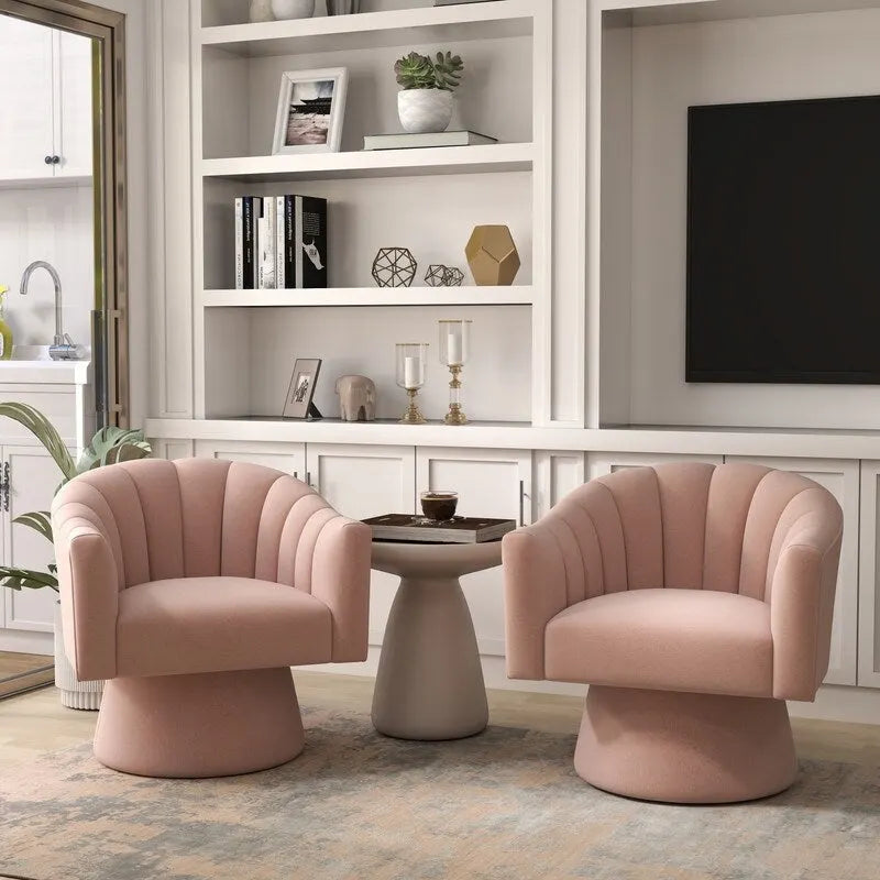 SEYNAR Sedia a botte girevole rotonda imbottita in velluto moderno Glam per soggiorno, set da 2