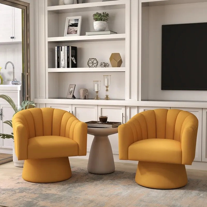 SEYNAR Sedia a botte girevole rotonda imbottita in velluto moderno Glam per soggiorno, set da 2