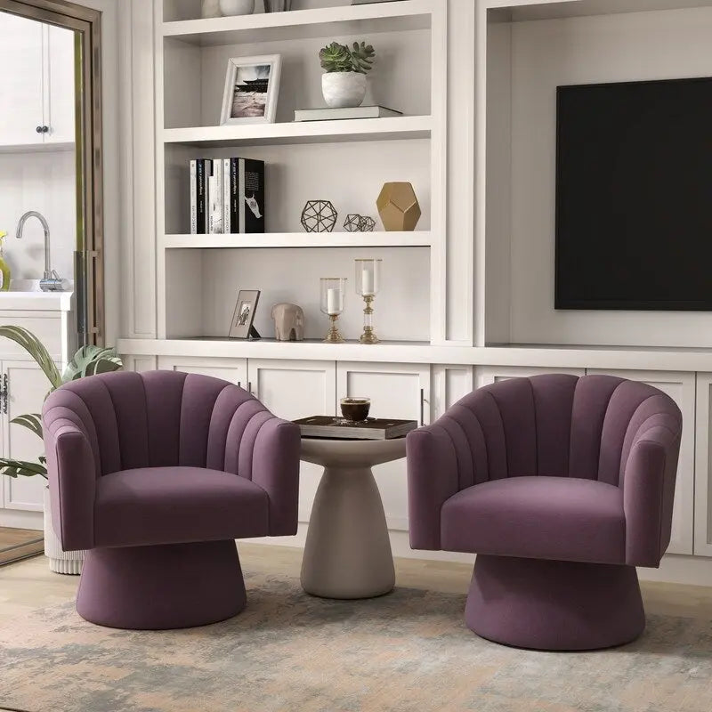 SEYNAR Sedia a botte girevole rotonda imbottita in velluto moderno Glam per soggiorno, set da 2