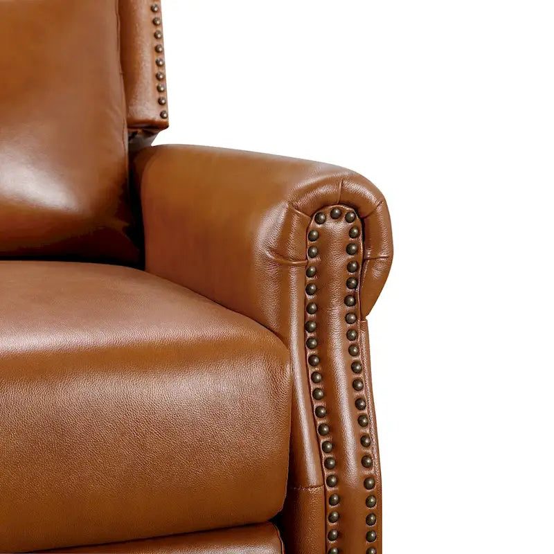 COZYMAN Mid-century Genuine Leather Recliner Push Back Adjustable Recliner Chairs with Comfortable Arms Set of 2