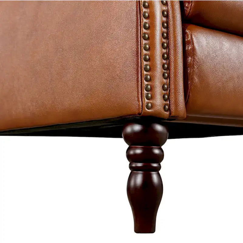 COZYMAN Mid-century Genuine Leather Recliner Push Back Adjustable Recliner Chairs with Comfortable Arms Set of 2